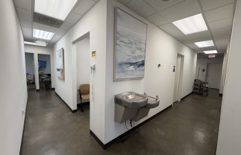 Corridor leading to treatment rooms inside Dunwoody Dental Health dental office