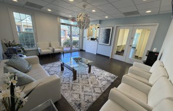 Modern waiting room inside Dunwoody Dental Health dental office