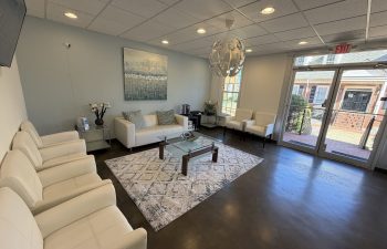 Modern waiting room inside Dunwoody Dental Health dental office