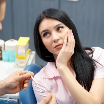 Dental visit woman in chair Dunwoody Dental Health care