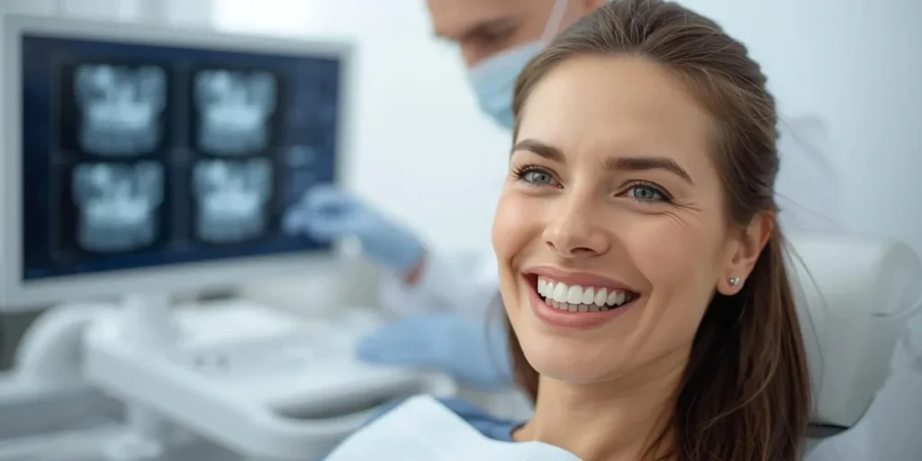 Smiling patient after full mouth implants Dunwoody GA clinic visit